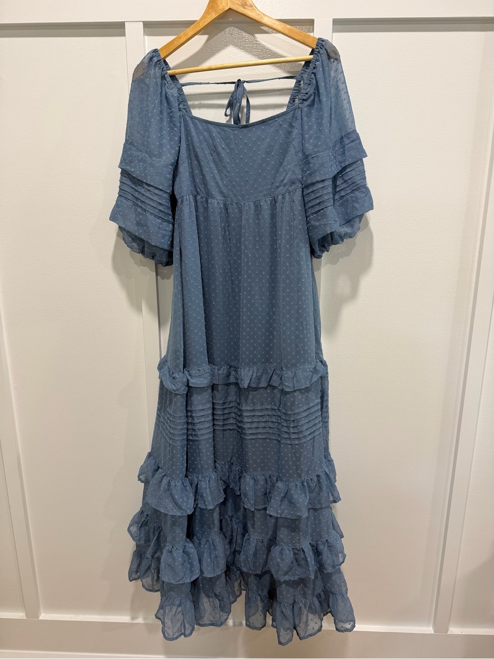ASOS Dusty Blue Ruffled Maxi Dress
